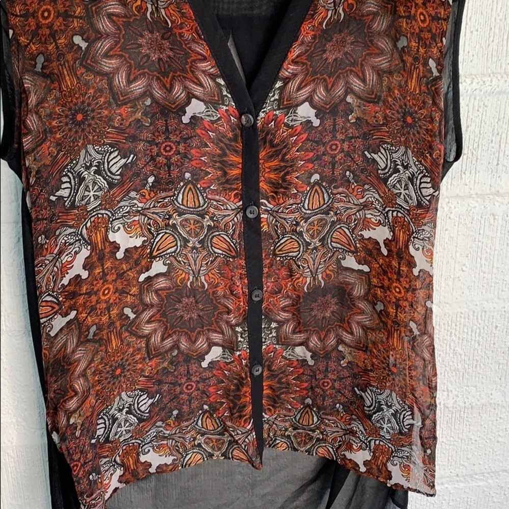 Helmut Lang Sleeveless Sheer Button Up Red Tank - image 5